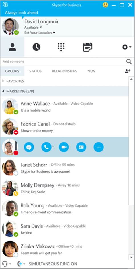 using groups in skype for business dynamicsras