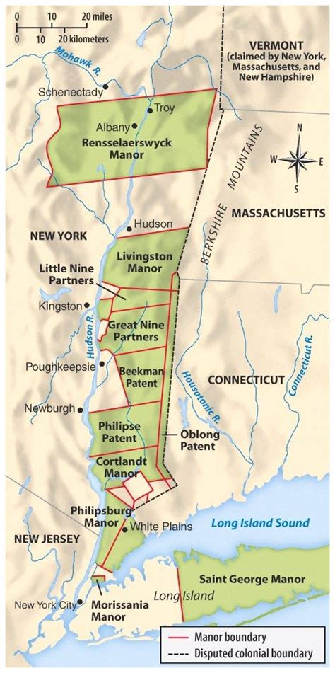 Map Of The Hudson River Manors Or Patroonships In The 17c Early 18c