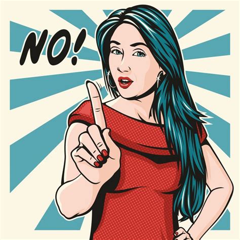 Retro Pop Art Illustration Of A Pretty Woman Shaking Her Finger And