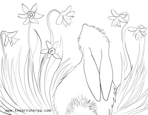 Free cliparts that you can download to you computer and use in your designs. Brian's Bunny with Daffodils for the Traceable to the youtube Video with the Art sherpa | The ...
