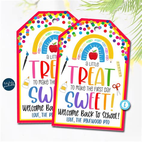 A Little Treat To Make The First Day Sweet T Tag — Tidylady Printables