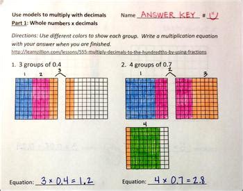 Worksheets are build understanding, grade 5 supplement, ace your math test reproducible work, multiplication of decimals, whole numbers using an area model to explain multiplication, math mammoth grade 4 a. Using Models to Multiply with Decimals | Math fractions ...