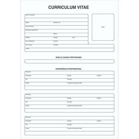 Curriculum Vitae Folha Única 50 Folhas Em Promoção Ofertas Na