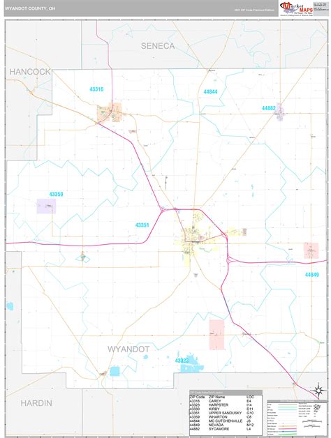 Wyandot County Oh Wall Map Premium Style By Marketmaps