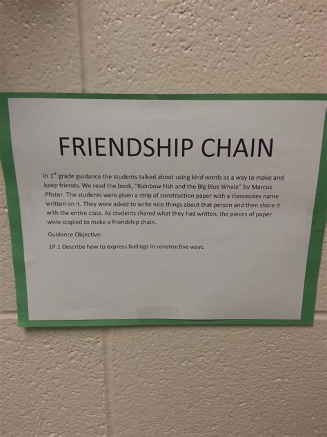 School Counseling Ideas Friendship Chain 1st Grade