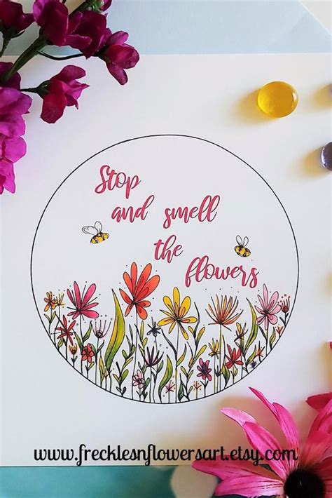 For sure, bees are here for only a short while. Stop And Smell The Flowers Floral Art Print Motivational ...