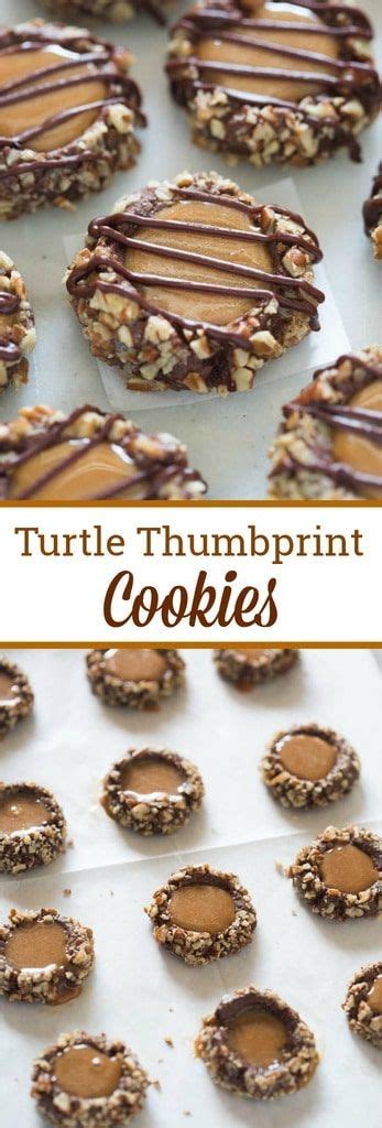 Turtle Thumbprint Cookies Are Delicious Chocolate Cookies Rolled In