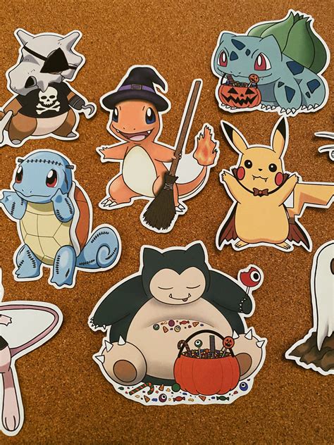 Halloween Pokemon Sticker Set Set Of 10 Hand Drawn Etsy