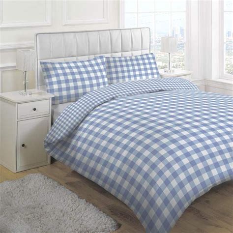 Linens Limited Large Tonal Gingham Duvet Cover Set Blue King Quadretti Case Rosso