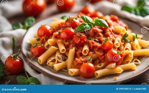 Pasta With 15 Minute Burst Cherry Tomato Sauce Stock Illustration