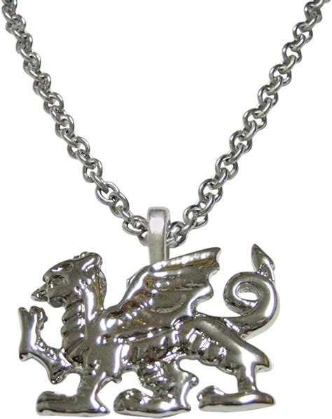 Silver Toned Welsh Dragon Pendant Necklace