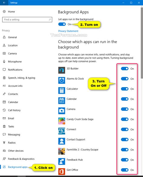 Turn On Or Off Background Apps In Windows 10 Tutorials