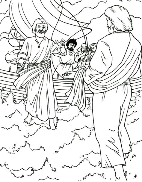 Jesus Walking On Water Sunday School Coloring Page Se