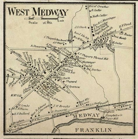 West Medway Village Massachusetts 1858 Old Town Map Custom Print