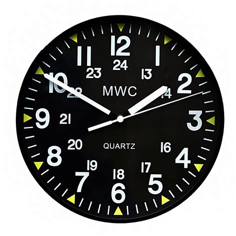 Mwc Us Military Pattern 1224 Hour Wall Clock With Silent Sweep Moveme