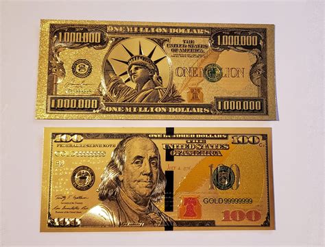 Gold Foil 100 Or 1 Million Dollar Bills Wlucky Envelope Etsy Ireland