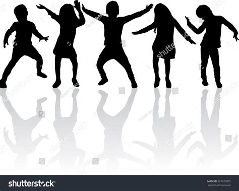 Dancing Silhouettes Children Stock Vector Royalty Free 367823825