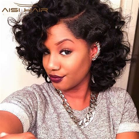 Short Brazilian Hair Weave Bundles Big Curly Hair Bob Hair Weave Aunty