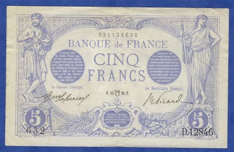 France Currency 5 Francs Zodiac Banknote Of 1916world Banknotes