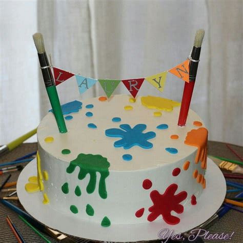 Artist Theme Birthday Party Paint Splat Cake Splatoon Pastel De