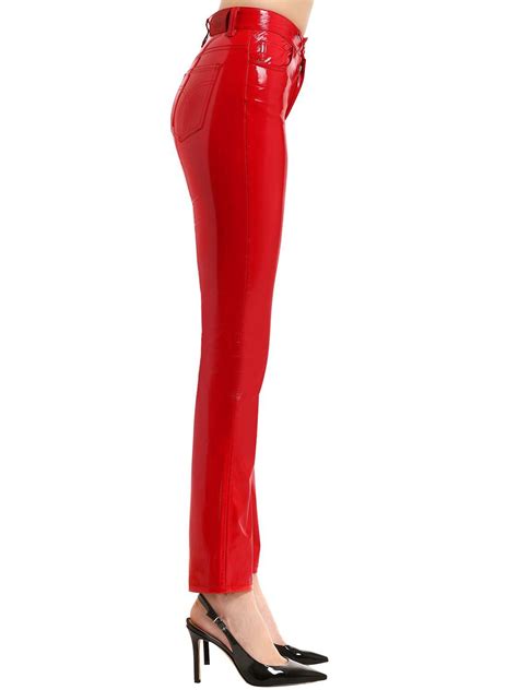fiorucci yves cigarette vinyl pants in red lyst