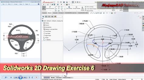Solidworks 2d Drawing Practice Tutorial Basic Exercise 6 Youtube