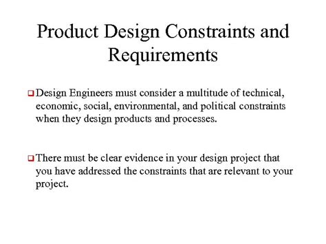 Design Constraints For Engineering Projects Product Design