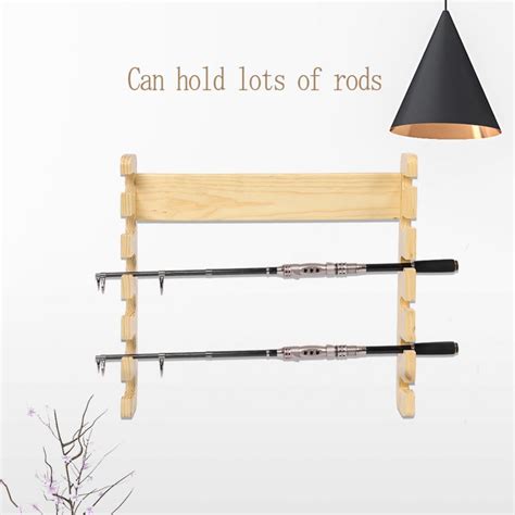 Walfront Wood Fishing Rod Pole Reel Holder Mount Rods Rack Organizer