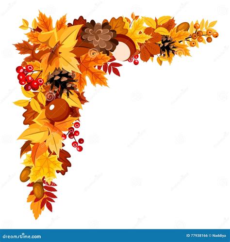 Corner Background With Colorful Autumn Leaves Vector Illustration
