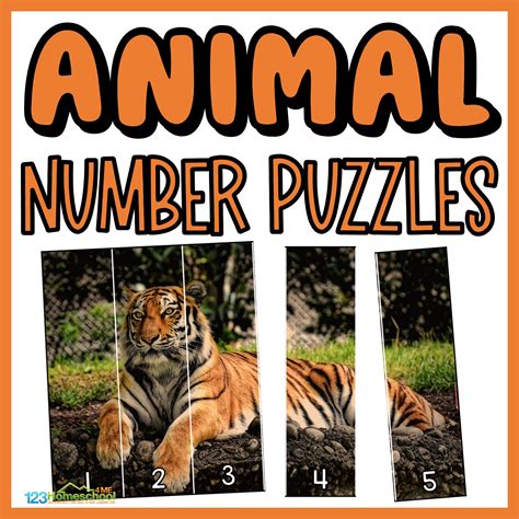 🦚 Free Printable Animal Puzzles Number Sequencing Game