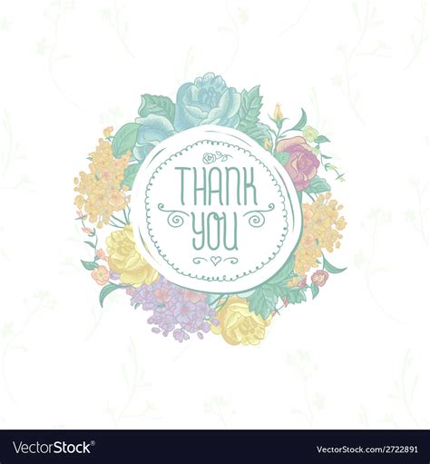 Vintage Greeting Card With Flowers Thank You Vector Image
