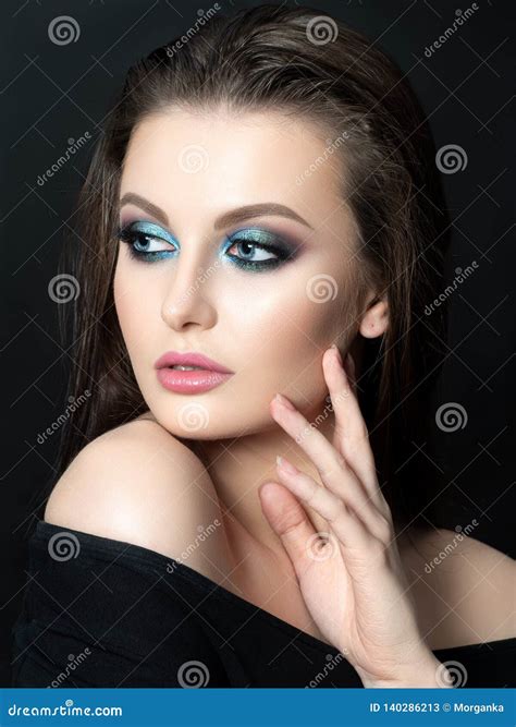 Portrait Of Beautiful Woman With Fashion Makeup Stock Image Image Of