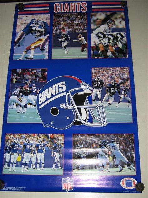 Ny Giants Rare Vintage Original 1986 Poster Collage Collage