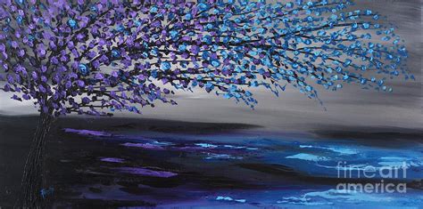 Amazing Blue Tree Painting By Preethi Mathi Fine Art America