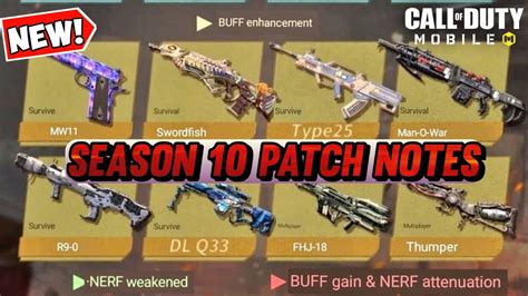 Season 10 Patch Notes Codm Season 10 Weapon Buff And Nerf Season 10 Leaks Codm Youtube