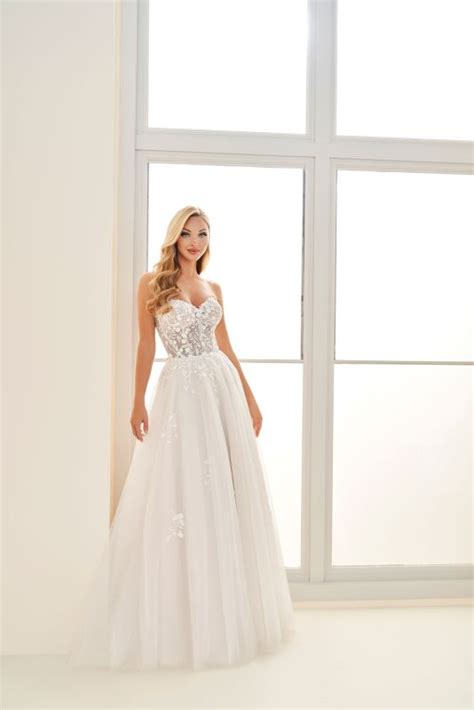 Enchanting By Mon Cheri E508 Strapless Sweetheart Glitter Bridal Dress