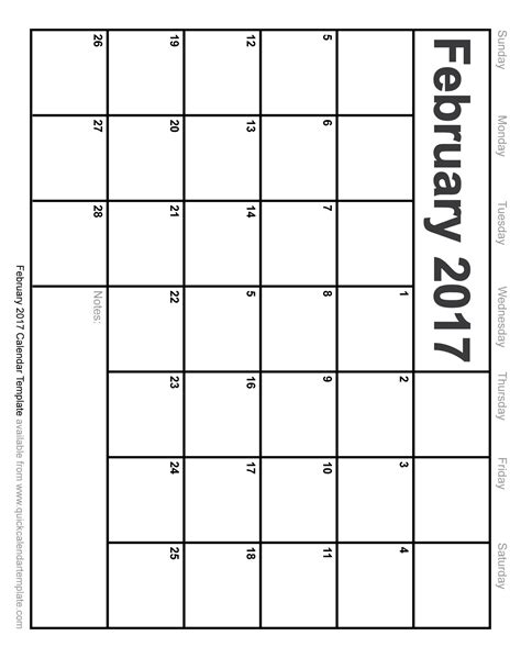 Free Printable February 2017 Calendar