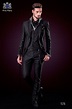 Italienische schwarze Mode Herren Anzug. Spitzen Revers mit Satin ...