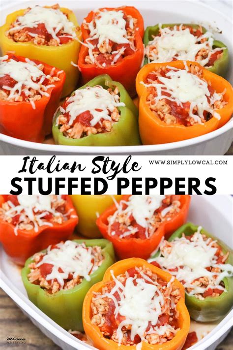 Lower calorie option i substitute cauliflower for rice this significantly reduces the calorie count and the taste is not affected at all. Italian Style Stuffed Peppers | Recipe in 2020 | Stuffed peppers, Best dinner recipes, Low ...