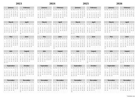 2023 Calendar Year At A Glance Printable Template Calendar