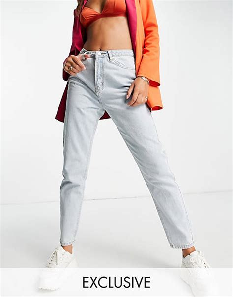 Missguided Riot Mom Jeans In Light Blue Mblue Asos