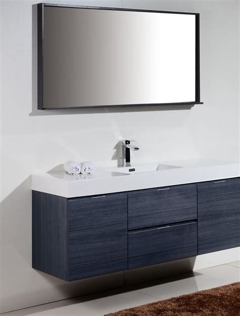 Be sure to keep everything you need in your bathroom within reach with wall mount cabinets. Bliss 60" Gray Oak Wall Mount Single Sink Modern Bathroom ...