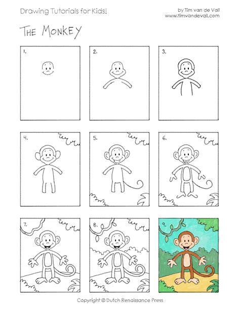 Easy Drawing Tutorials For Kids Monkey Tims Printables