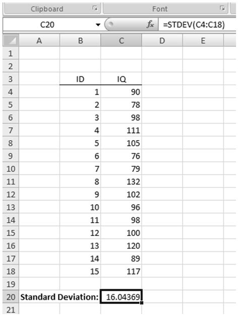 Standard Deviation公式excel Tfb77