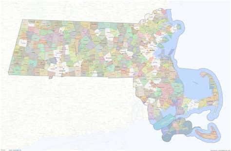Massachusetts Civil Township Boundaries Map Medium Image Shown On