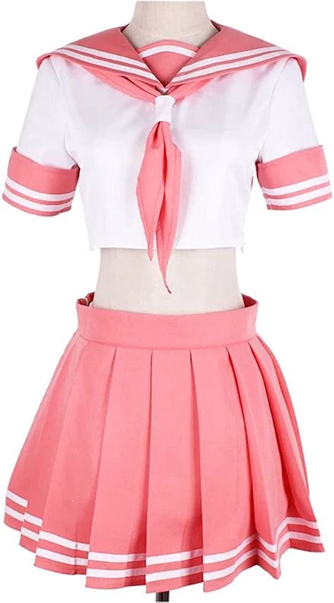 kacm niñas sailor dress anime japonés escuela sailor vestido rosa disfraz clothing