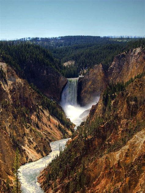 Yellowstone Waterfall Nature Desktop Hd Nature Wallpapers