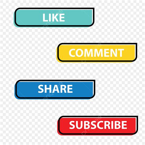 Youtube Subscribe Button Clipart Vector Like Comment Subscribe Button