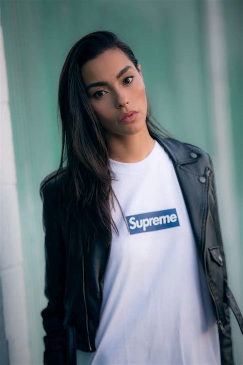 Adrianne Ho Sporting A Supreme Box Logo Tee Coupled With A