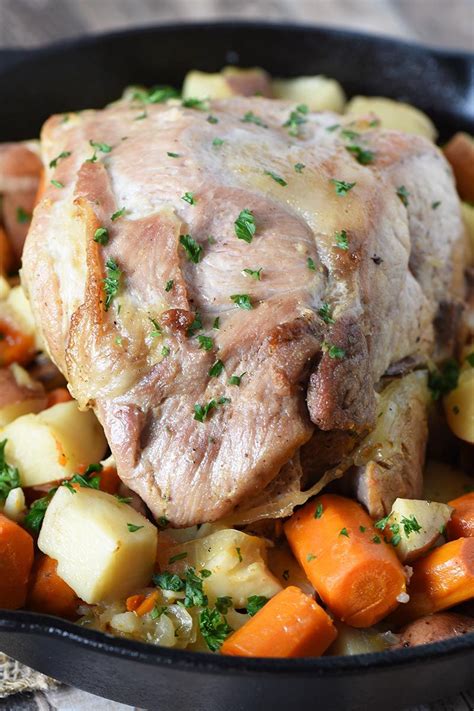 Set the meat on a rack set into a roasting pan. Deliciously easy pork roast recipe with vegetables and ...